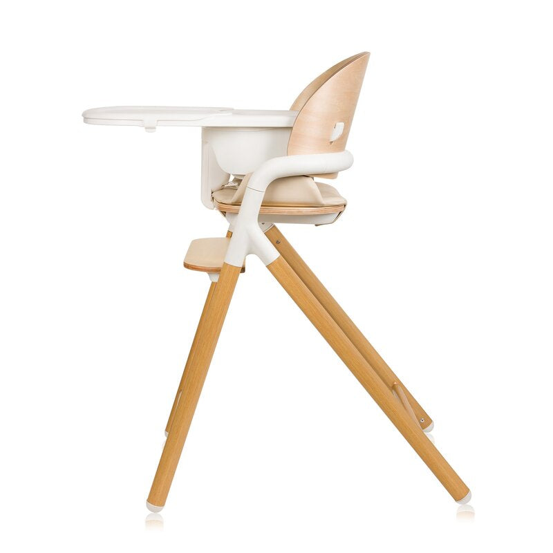 Scaun de masa multifunctional Celia, Lionelo, Din lemn de fag, 6 luni- adult, Reglabil pe inaltime, Spatar lat, Sezut ergonomic, Tavita silicon, Suport de picioare reglabil, Greutate maxima 90 Kg, Alb