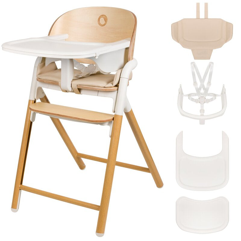 Scaun de masa multifunctional Celia, Lionelo, Din lemn de fag, 6 luni- adult, Reglabil pe inaltime, Spatar lat, Sezut ergonomic, Tavita silicon, Suport de picioare reglabil, Greutate maxima 90 Kg, Alb