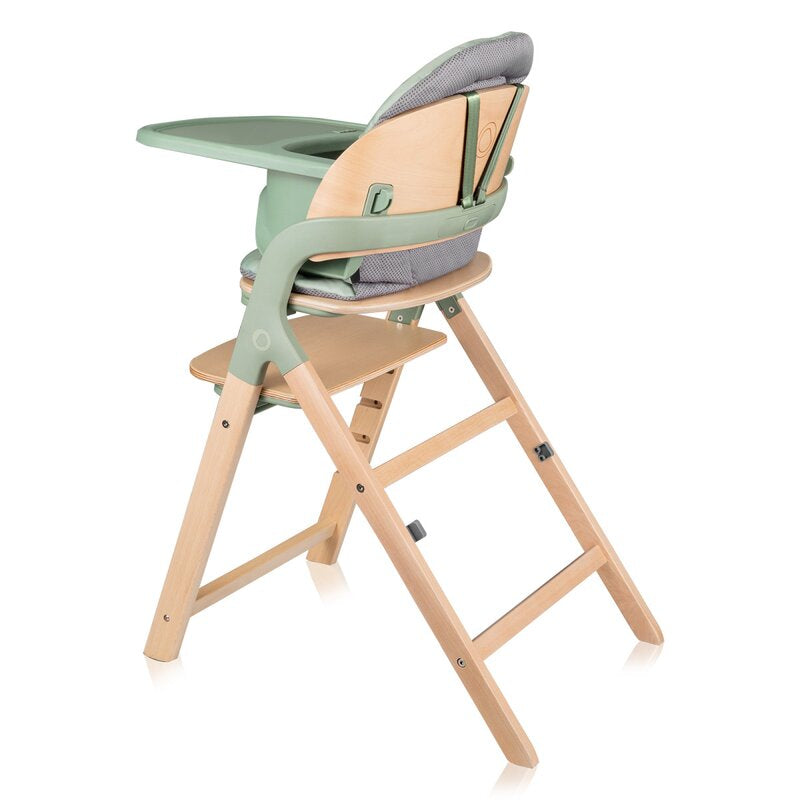 Scaun de masa multifunctional Megan, Lionelo, Din lemn de fag, 6 luni- adult, Reglabil pe inaltime, Husa impermeabila, Tavita silicon, Suport de picioare reglabil, Greutate maxima 110 Kg, Verde