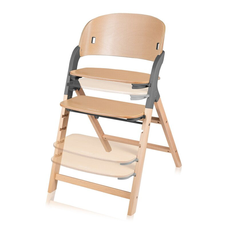 Scaun de masa multifunctional Megan, Lionelo, Din lemn de fag, 6 luni- adult, Reglabil pe inaltime, Husa impermeabila, Tavita silicon, Suport de picioare reglabil, Greutate maxima 110 Kg, Gri