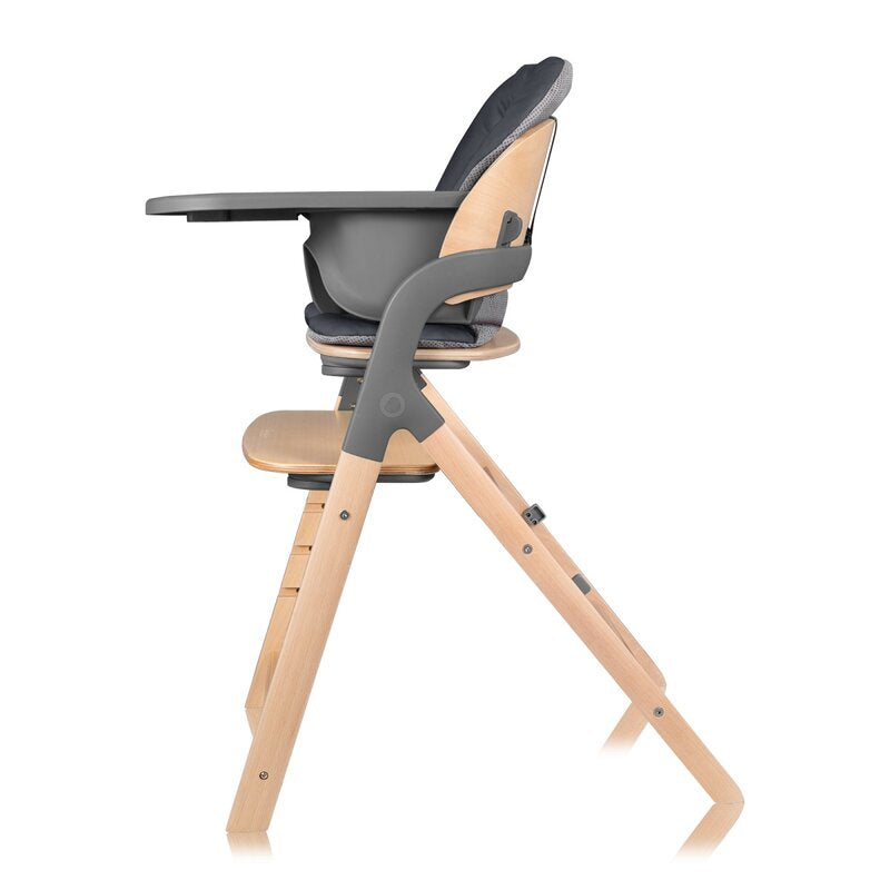 Scaun de masa multifunctional Megan, Lionelo, Din lemn de fag, 6 luni- adult, Reglabil pe inaltime, Husa impermeabila, Tavita silicon, Suport de picioare reglabil, Greutate maxima 110 Kg, Gri