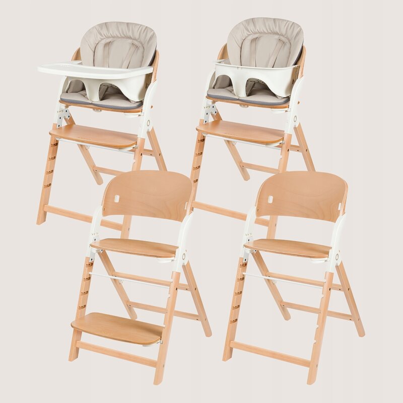 Scaun de masa multifunctional Megan, Lionelo, Din lemn de fag, 6 luni- adult, Reglabil pe inaltime, Husa impermeabila, Tavita silicon, Suport de picioare reglabil, Greutate maxima 110 Kg, Alb/Natur