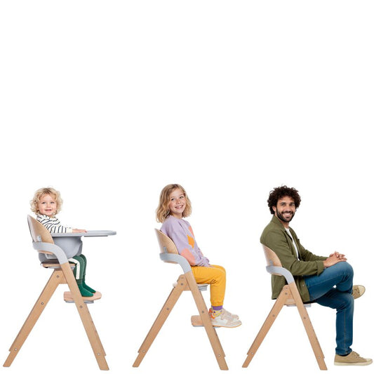 Scaun de masa multifunctional pliabil, Jane, Forest, De la 6 luni la adult, Din lemn fag, Greutate maxima 100 Kg, Sage