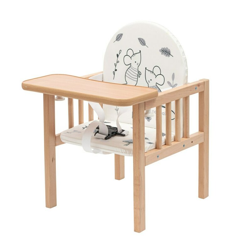 Scaun de masa New Baby Jerry, Natur – scaunul jos cu tavă