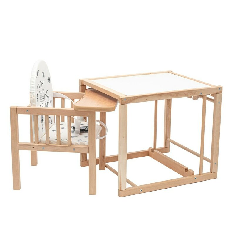 Scaun de masa, New Baby, 2 in 1, Transformabil in masuta si scaun, Din lemn, Inaltime 93 cm, Jerry