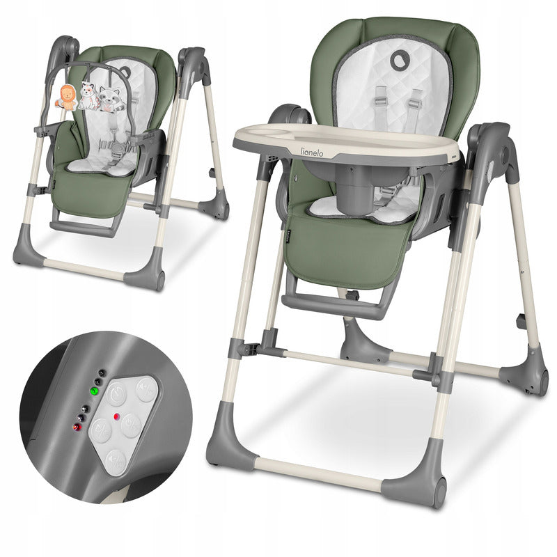 Scaun de masa si balansoar Lionelo Laurice 2 in 1 Verde, imagine 3