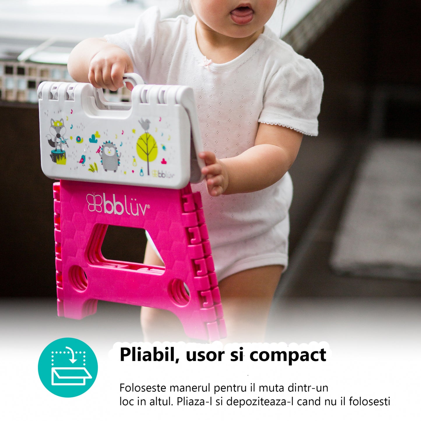 Scaun Pliabil bblüv Step Aqua - Scăunel Portabil pentru Copii cu Design Ergonomic