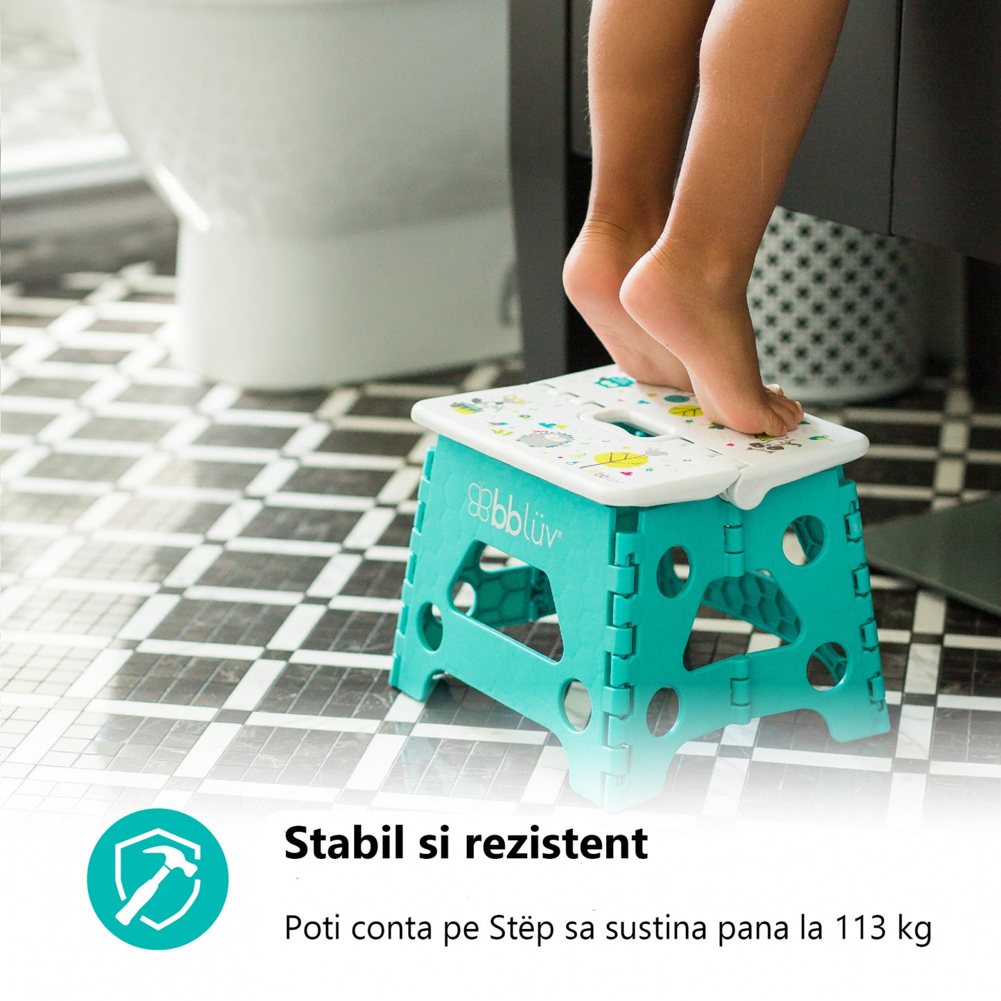 Scaun Pliabil bblüv Step Aqua - Scăunel Portabil pentru Copii cu Design Ergonomic