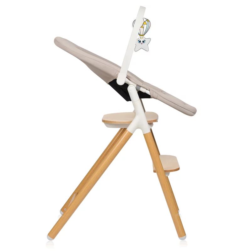 Set 4 in 1 balansoar si scaun de masa Lionelo Celia, Alb/Natural - imagine 9