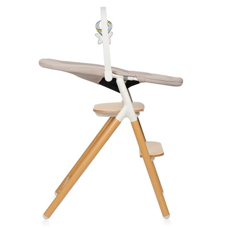 Set 4 in 1 balansoar si scaun de masa Lionelo Celia, Alb/Natural - imagine 8