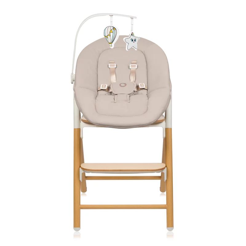 Set 4 in 1 balansoar si scaun de masa Lionelo Celia, Alb/Natural - imagine 6