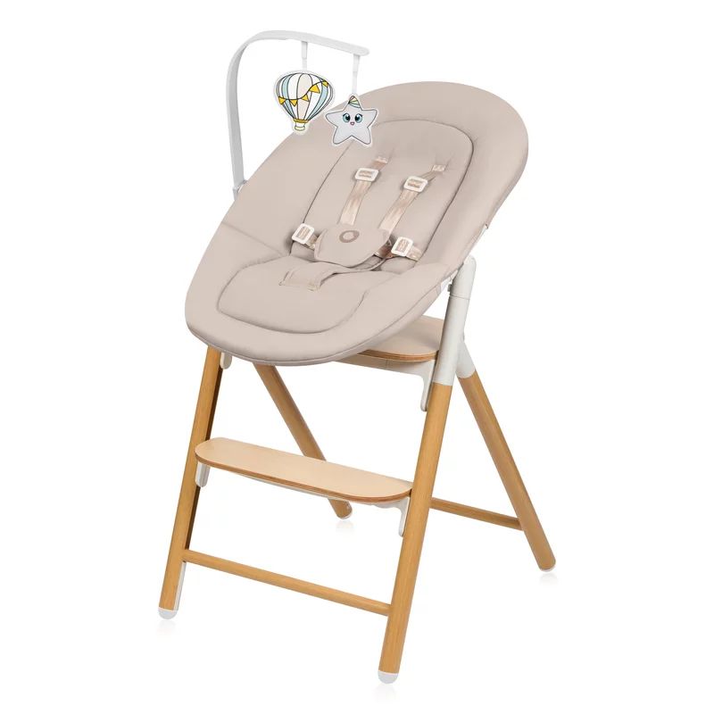 Set 4 in 1 balansoar si scaun de masa Lionelo Celia, Alb/Natural - imagine 2