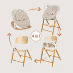 Set 4 in 1 balansoar si scaun de masa Lionelo Celia, Alb/Natural - imagine 3