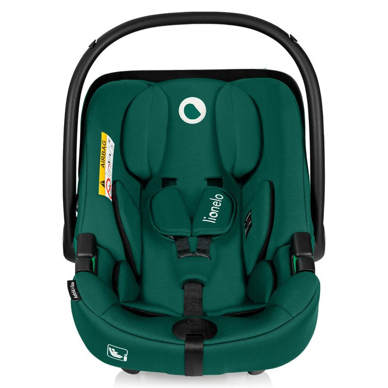 Scoica auto, Lionelo, i-Size Astrid, 0-13 Kg, 40-87 cm, Cu maner si capotina reglabile, Cu protectie laterala avansata, Salteluta confortabila, Testat ADAC, Conform cu standardul european de securitate R129, Verde