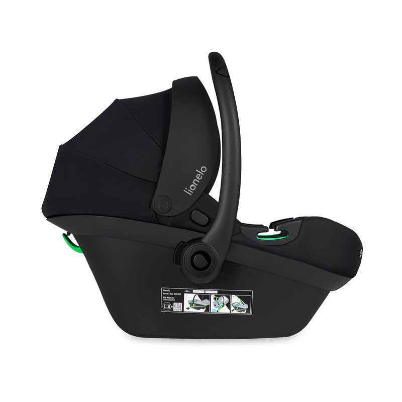 Scoica auto, Lionelo, i-Size Astrid, 0-13 Kg, 40-87 cm, Cu salteluta, Testat ADAC, Conform cu standardul european de securitate R129, Negru Onyx