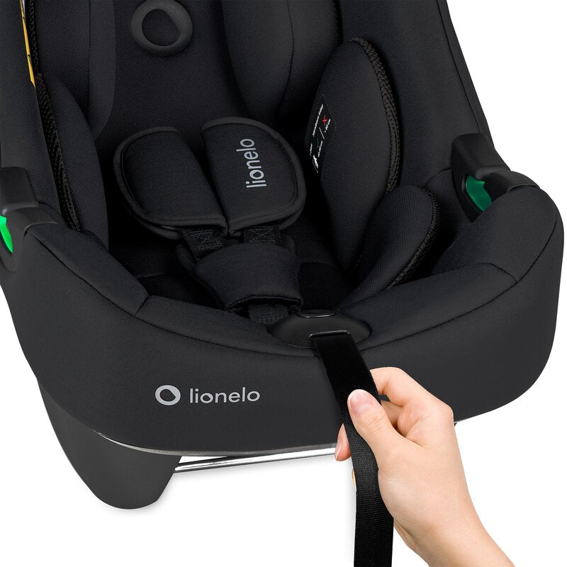 Scoica auto, Lionelo, i-Size Astrid, 0-13 Kg, 40-87 cm, Cu salteluta, Testat ADAC, Conform cu standardul european de securitate R129, Negru Onyx