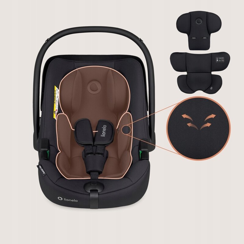 Scoica auto, Lionelo, i-Size Astrid, 0-13 Kg, 40-87 cm, Cu salteluta, Testat ADAC, Conform cu standardul european de securitate R129, Negru Onyx