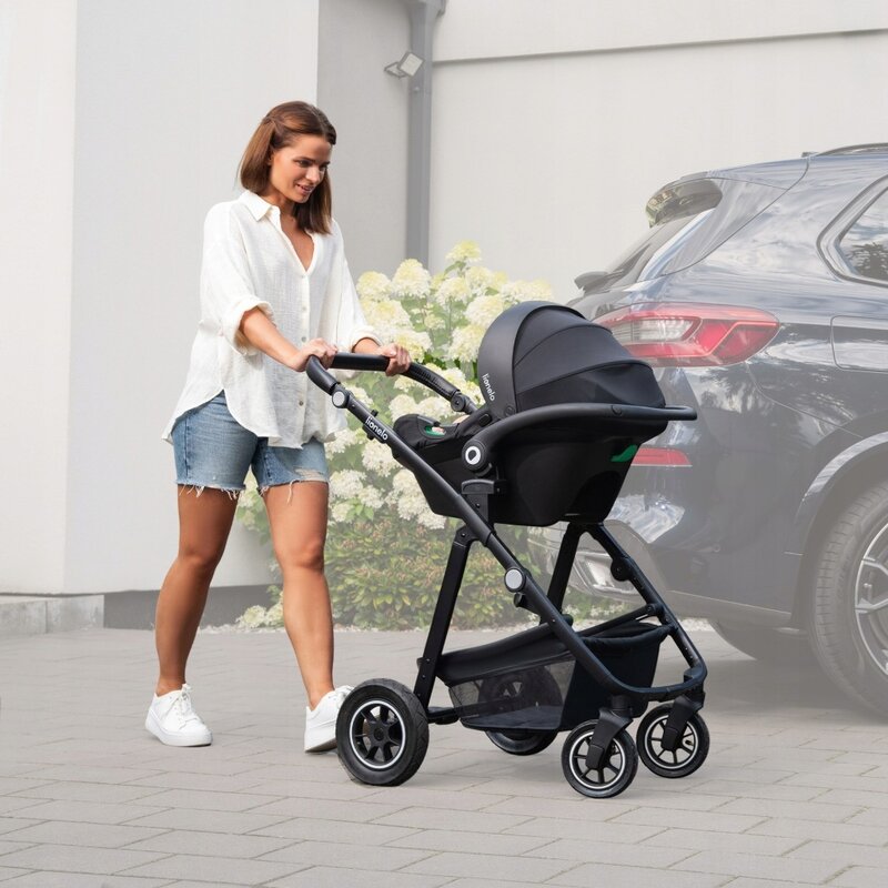 Scoica auto, Lionelo, i-Size Astrid, 0-13 Kg, 40-87 cm, Cu salteluta, Testat ADAC, Conform cu standardul european de securitate R129, Negru Onyx