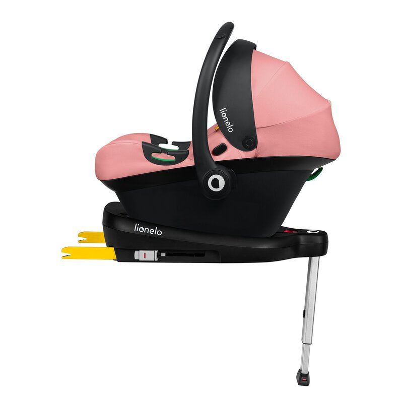 Scoica auto, Lionelo, i-Size Astrid, Include baza Isofix, 0-13 Kg, 40-87 cm, Cu maner si capotina reglabile, Cu protectie laterala avansata, Salteluta confortabila, Testat ADAC, Conform cu R129, Roz