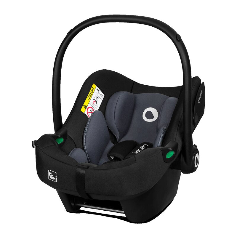 Scoica auto, Lionelo, i-Size Astrid, Include baza Isofix, 0-13 Kg, 40-87 cm, Cu maner si capotina reglabile, Cu protectie laterala avansata, Salteluta confortabila, Testat ADAC, Conform cu R129, Negru