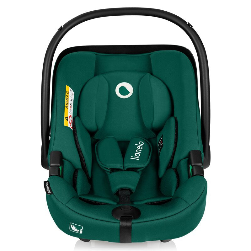 Scoica auto, Lionelo, i-Size Astrid, Include baza Isofix, 0-13 Kg, 40-87 cm, Cu maner si capotina reglabile, Cu protectie laterala avansata, Salteluta confortabila, Testat ADAC, Conform cu R129, Verde