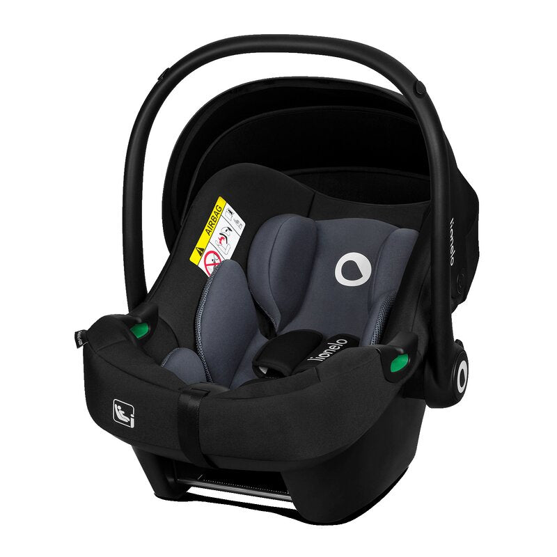 Scoica auto, Lionelo, i-Size Astrid, Include baza Isofix, 0-13 Kg, 40-87 cm, Cu maner si capotina reglabile, Cu protectie laterala avansata, Salteluta confortabila, Testat ADAC, Conform cu R129, Negru