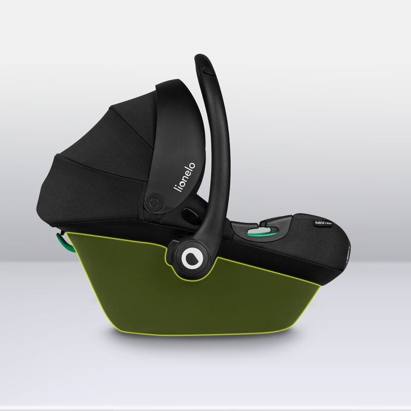 Scoica auto, Lionelo, i-Size Astrid, Include baza Isofix, 0-13 Kg, 40-87 cm, Cu maner si capotina reglabile, Cu protectie laterala avansata, Salteluta confortabila, Testat ADAC, Conform cu R129, Negru/Gri