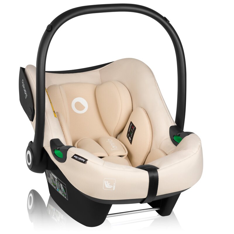 Scoica auto, Lionelo, i-Size Astrid, Include baza Isofix, 0-13 Kg, 40-87 cm, Cu maner si capotina reglabile, Cu protectie laterala avansata, Salteluta confortabila, Testat ADAC, Conform cu R129, Bej