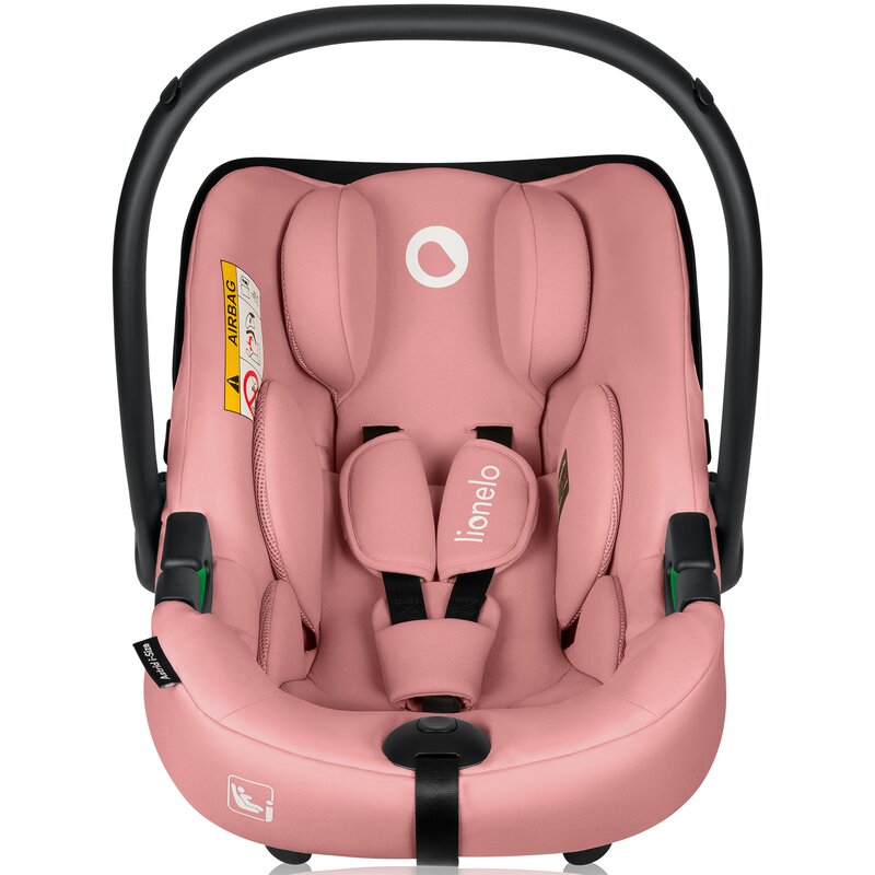 Scoica auto, Lionelo, i-Size Astrid, Include baza Isofix, 0-13 Kg, 40-87 cm, Cu maner si capotina reglabile, Cu protectie laterala avansata, Salteluta confortabila, Testat ADAC, Conform cu R129, Roz