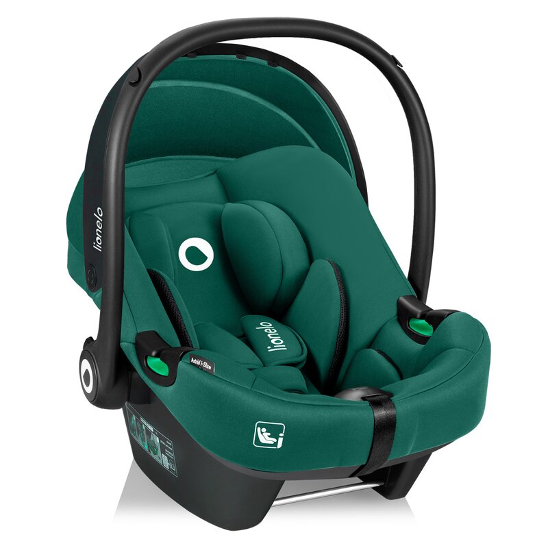 Scoica auto, Lionelo, i-Size Astrid, Include baza Isofix, 0-13 Kg, 40-87 cm, Cu maner si capotina reglabile, Cu protectie laterala avansata, Salteluta confortabila, Testat ADAC, Conform cu R129, Verde