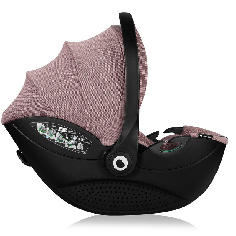 Scoica auto, Lionelo, Moxie, i-Size, 40-87 cm, Tetiera reglabila, intarita cu spuma de memorie, Carcasa ventilata, Din bambus, Protectie avansata, Conform cu R129, Mov