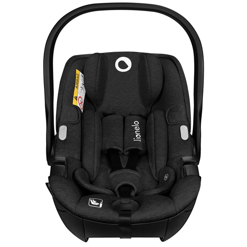 Scoica auto, Lionelo, Moxie, i-Size, 40-87 cm, Tetiera reglabila, intarita cu spuma de memorie, Carcasa ventilata, Din bambus, Protectie avansata, Conform cu R129, Negru