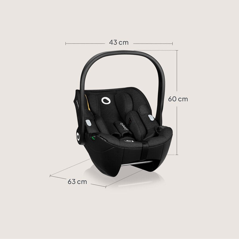 Scoica auto, Lionelo, Moxie, i-Size, 40-87 cm, Tetiera reglabila, intarita cu spuma de memorie, Carcasa ventilata, Din bambus, Protectie avansata, Conform cu R129, Negru