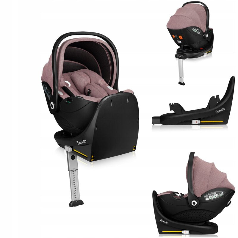 Scoica auto, Lionelo, Moxie, i-Size, Include baza rotativa 360 cu picior de fixare, 40-87 cm, Tetiera reglabila, intarita cu spuma de memorie, Carcasa ventilata, Din bambus, Protectie avansata, Confor