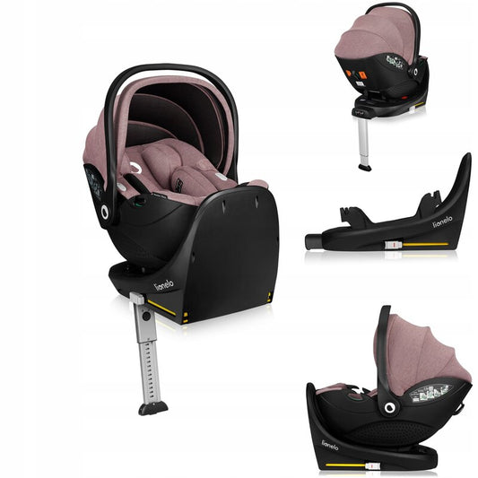 Scoica auto, Lionelo, Moxie, i-Size, Include baza rotativa 360 cu picior de fixare, 40-87 cm, Tetiera reglabila, intarita cu spuma de memorie, Carcasa ventilata, Din bambus, Protectie avansata, Confor