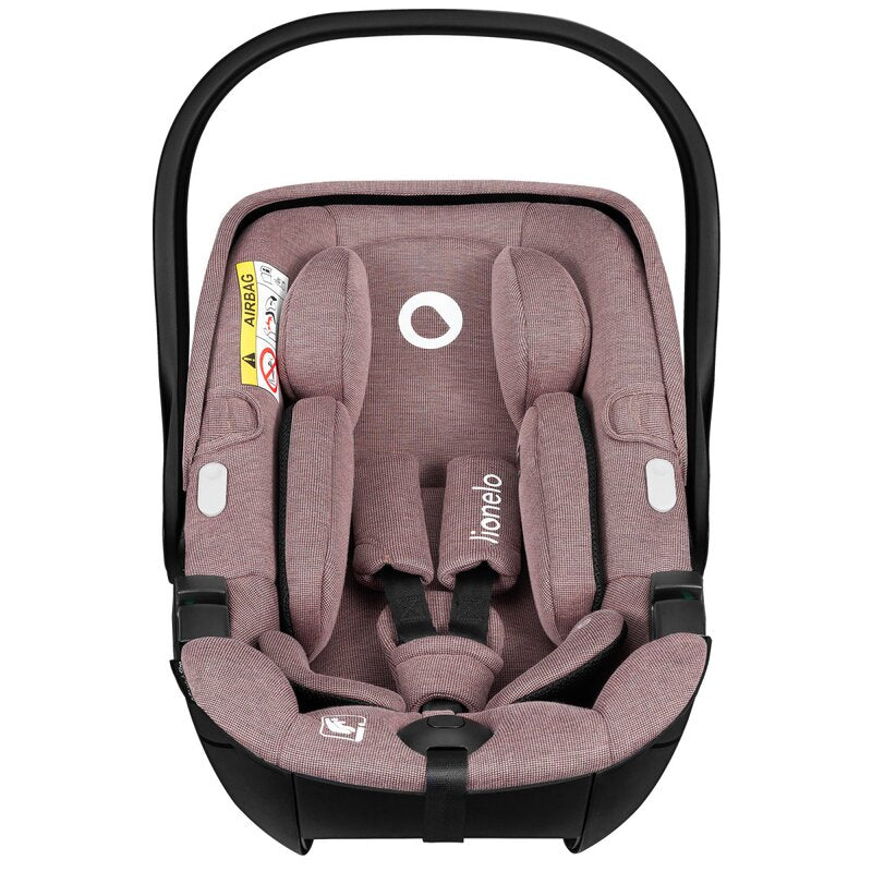 Scoica auto, Lionelo, Moxie, i-Size, Include baza rotativa 360 cu picior de fixare, 40-87 cm, Tetiera reglabila, intarita cu spuma de memorie, Carcasa ventilata, Din bambus, Protectie avansata, Conform R129, Mov