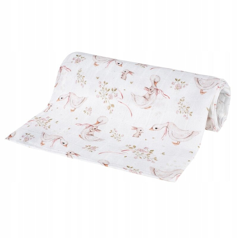 Scutec din bambus, Bocioland, Goose, Material certificat Oeko Tex Standard 100, Dimensiune mare, 75x75 cm, Multicolor