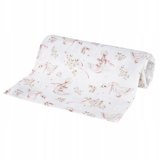 Scutec din bambus, Bocioland, Goose, Material certificat Oeko Tex Standard 100, Dimensiune mare, 75x75 cm, Multicolor