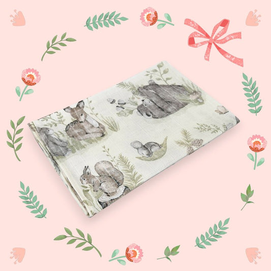 Scutec tetra, MimiNu, Din bumbac, Refolosibil, Cu multiple intrebuintari, Dimensiune 70x80 cm, Din bumbac certificat Oeko Tex Standard 100, Design, Calm Forest Natural