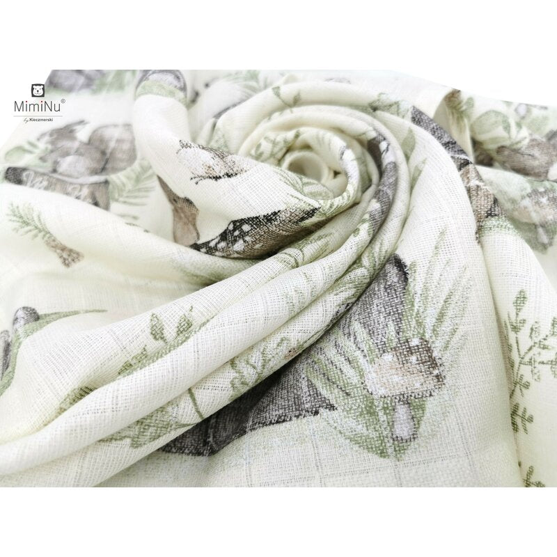 Scutec tetra, MimiNu, Din bumbac, Refolosibil, Cu multiple intrebuintari, Dimensiune 70x80 cm, Din bumbac certificat Oeko Tex Standard 100, Design, Calm Forest Natural