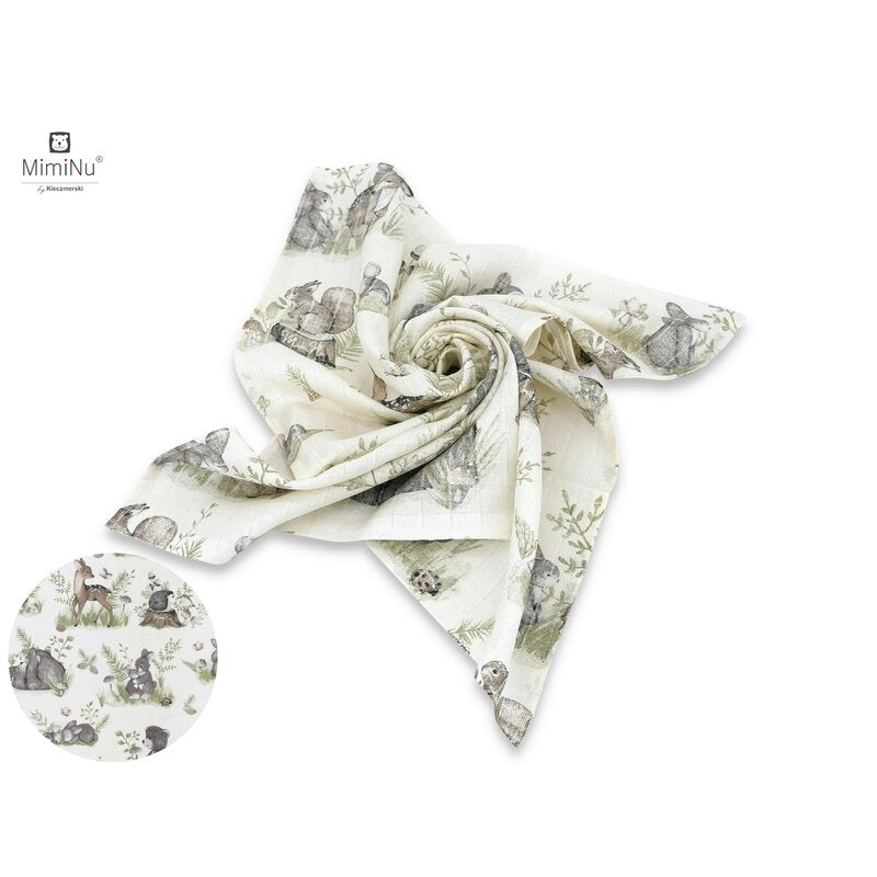 Scutec tetra, MimiNu, Din bumbac, Refolosibil, Cu multiple intrebuintari, Dimensiune 70x80 cm, Din bumbac certificat Oeko Tex Standard 100, Design, Calm Forest Natural