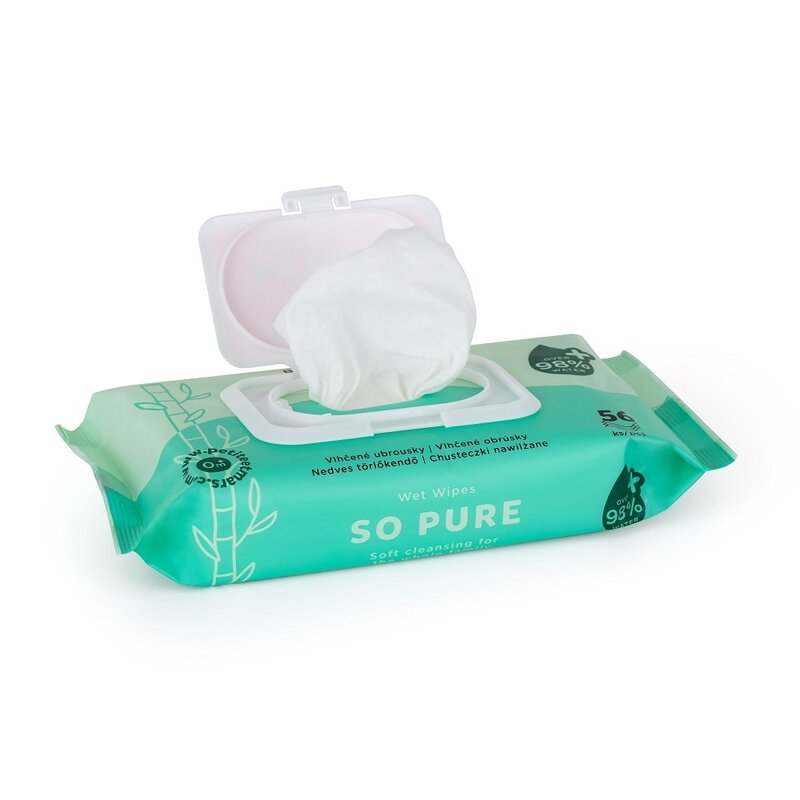 Servetele umede din bambus Petite&Mars 56 bucati, 98% apa, fara parfum