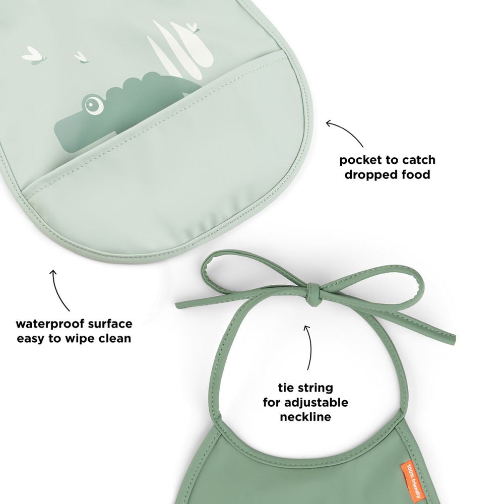 Set 2 Bavetici cu buzunar Done by Deer Croco Green