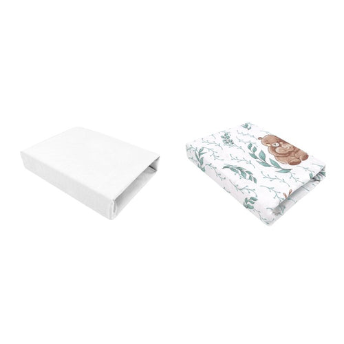 Set 2 cearșafuri MimiNu White and Lulu Natural, 90x50cm