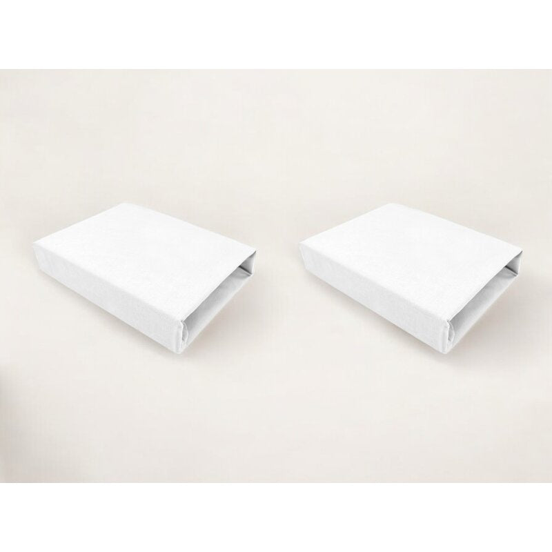 Set 2 cearceafuri cu elastic, Qmini, Pentru patut leagan sau patut co-sleeper, 90x50 cm, Din bumbac, Material certificat Oeko Tex Standard 100, White