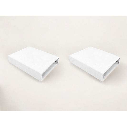 Set 2 cearceafuri cu elastic, Qmini, Pentru patut leagan sau patut co-sleeper, 90x50 cm, Din bumbac, Material certificat Oeko Tex Standard 100, White