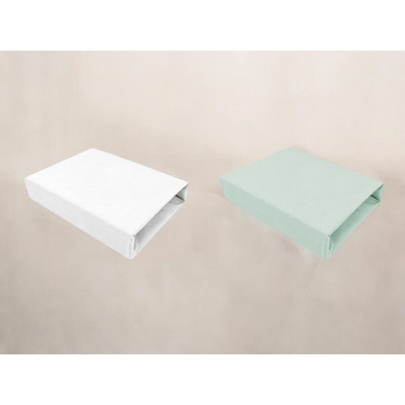 Set 2 cearceafuri cu elastic Qmini 90x50 cm, White and Cold Mint – detaliu material