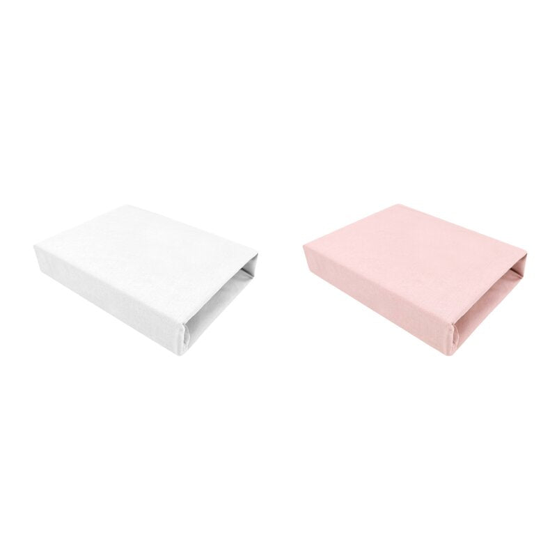 Set 2 cearceafuri cu elastic Qmini 90x50 cm, White and Powdery Pink – vedere produs