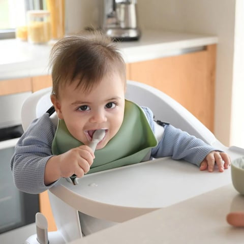 Set 2 linguri silicon Beaba Sage Green Velvet Grey