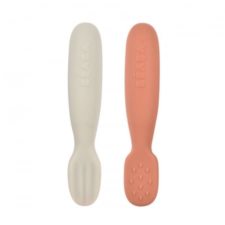 Set 2 linguri silicon Beaba Terracotta Velvet Grey